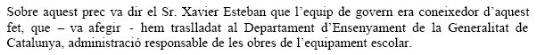 Respuesta del Ayuntamiento de Gav&agrave; al ruego de C's de Gav&agrave; donde solicitaban juegos (columpios, toboganes, ...) en el patio del nuevo CEIP Gav&agrave; Mar (25 de Septiembre de 2008)